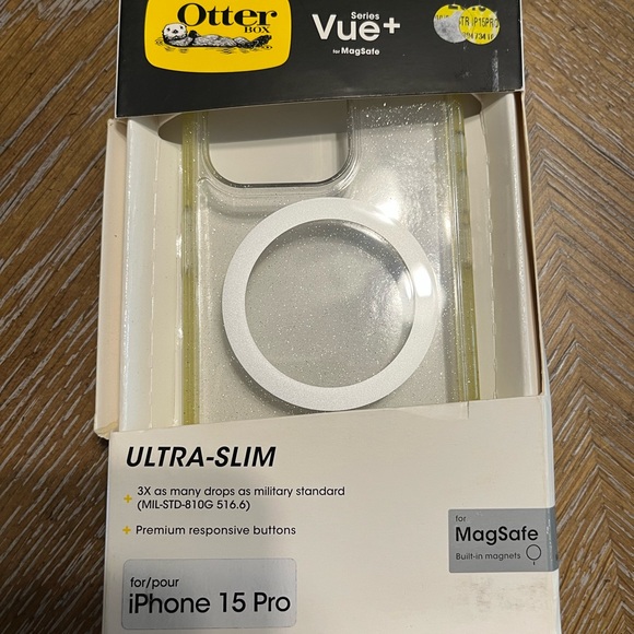OtterBox Vue+ Clear Case for iPhone 15 Pro MagSafe Glitter - Picture 1 of 2
